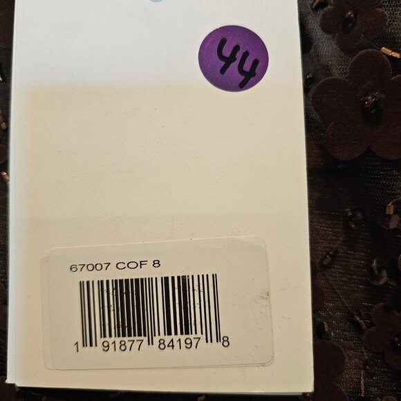 NWT | Mac Duggal Brown Embellished Illusion High Neck Long Sleeve Fit & Flare - Picture 7 of 8